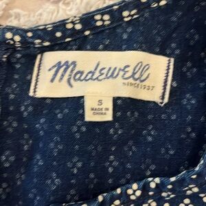 Madewell Daisydot Cutout Zipper Back Adorable Top Size SMALL